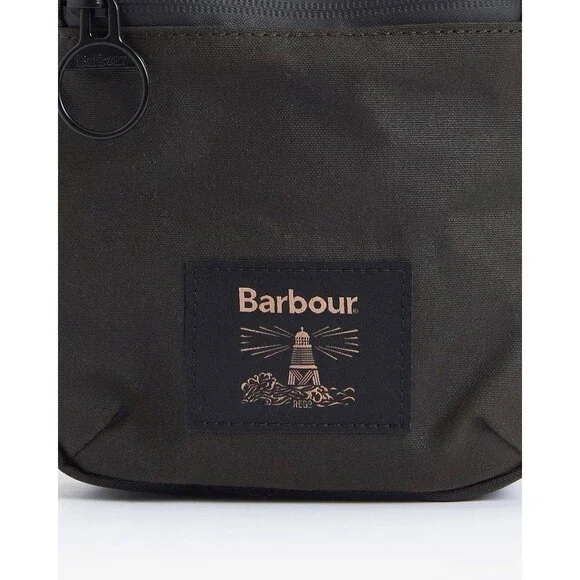 BARBOUR Mens Field Wax Crossbody Bag Olive Black